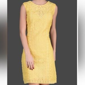 Label Ritu Kumar Yellow Lace Cocktail Dress Size 4